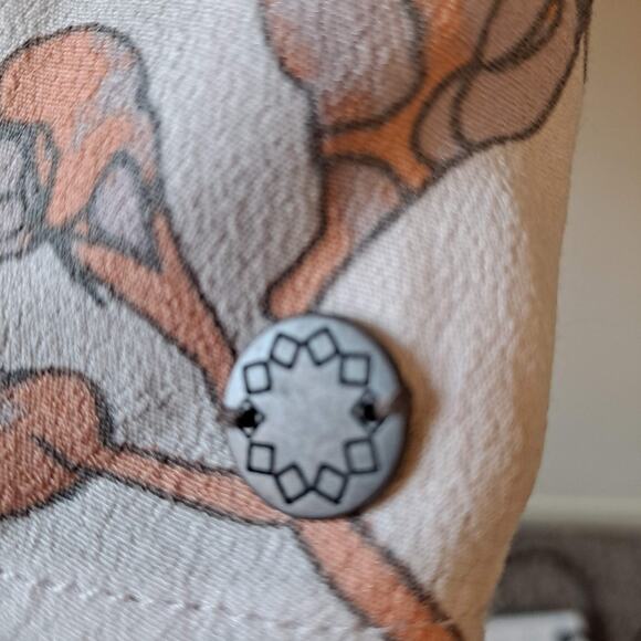 Numph Light Plush Pink Floral Crewneck Peplum Dress with Bell Sleeves - Picture 14 of 14